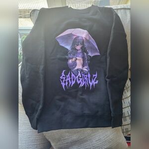 Brand New Black Sad Boyz Sweatshirt with Purple 'Sad Girlz' Graphic NWOT